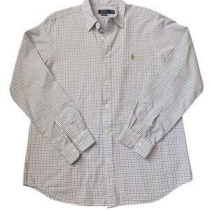 Polo Ralph Lauren Mens XL Classic Fit Blue White Gingham Button Down Shirt FF11
